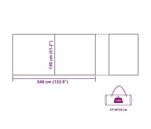 Camping Windbreak Green 340X130 Cm Atsparus Vandeniui