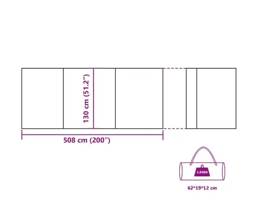 Kempinga Vēja Aizsargs, Zils, 508X130 Cm, Ūdensdrošs Vidaxl