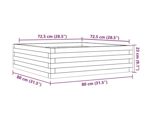 Dārza Puķu Kaste, Balta, 80X80X23 Cm, Priedes Masīvkoks Vidaxl