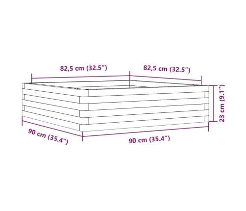 Aia Taimekast, Valge, 90 X 90 X 23 cm Männipuit