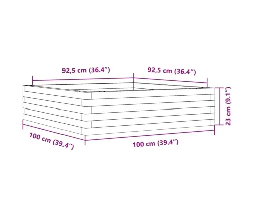Dārza Puķu Kaste, 100X100X23 Cm, Priedes Masīvkoks Vidaxl