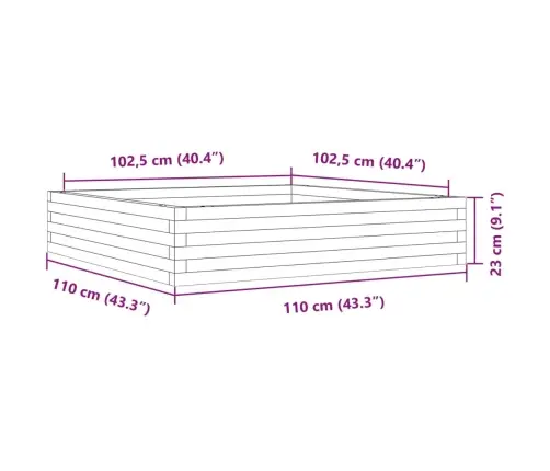 Dārza Puķu Kaste, Vaska Brūnas, 110X110X23 Cm Priedes Masīvkoks Vidaxl