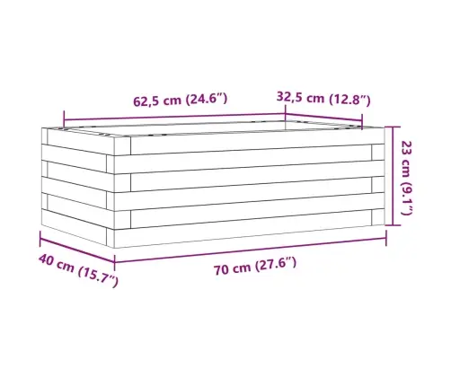 Dārza Puķu Kaste, Vaska Brūnas, 70X40X23 Cm Priedes Masīvkoks Vidaxl