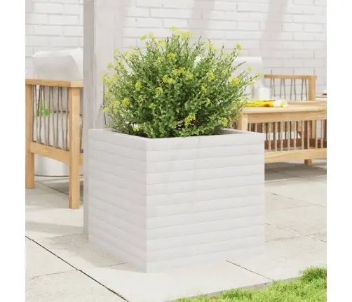 Dārza Puķu Kaste, Balta, 50X50X45,5 Cm, Priedes Masīvkoks Vidaxl