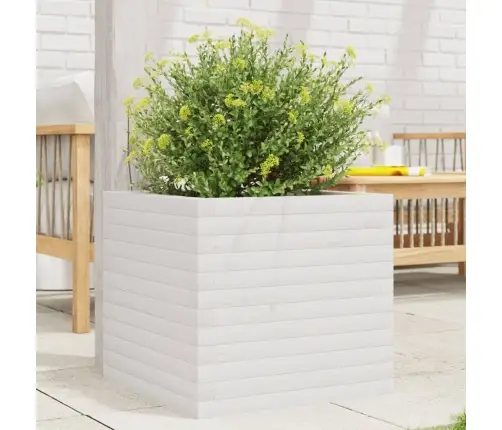 Dārza Puķu Kaste, Balta, 50X50X45,5 Cm, Priedes Masīvkoks Vidaxl
