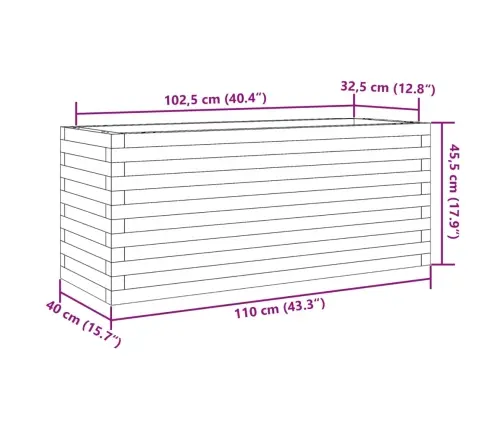 Dārza Puķu Kaste, Vaska Brūnas, 110X40X45,5Cm Priedes Masīvkoks Vidaxl