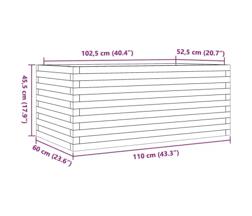 Dārza Puķu Kaste Vaska Brūnas 110X60X45,5 Cm Priedes Masīvkoks Vidaxl