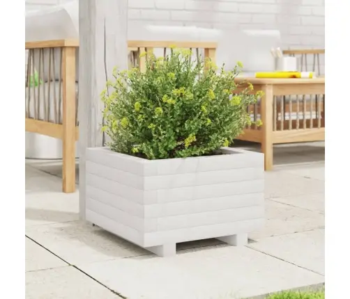 Dārza Puķu Kaste, Balta, 40X40X26,5 Cm, Priedes Masīvkoks Vidaxl