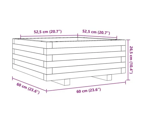 Dārza Puķu Kaste, Vaska Brūnas, 60X60X26,5Cm, Priedes Masīvkoks Vidaxl