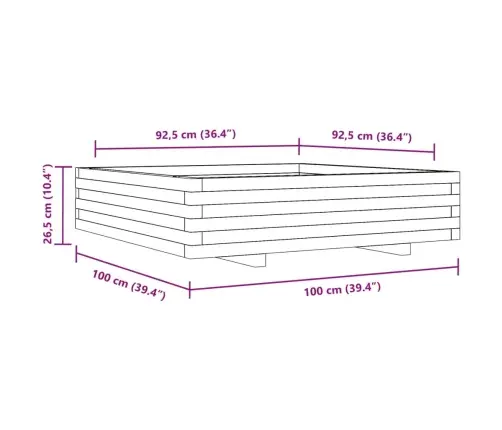 Aia Taimekast, Valge, 100 X 100 X 26,5 cm Männipuit