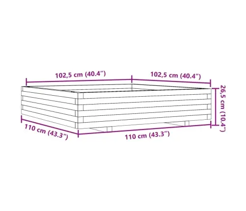 Aia Taimekast, Valge, 110 X 110 X 26,5 cm Männipuit