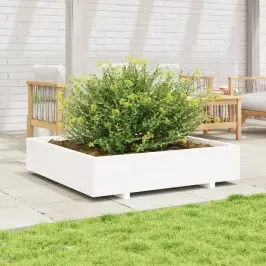 Dārza Puķu Kaste, Balta, 110X110X26,5 Cm, Priedes Masīvkoks Vidaxl