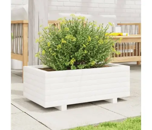 Sodo Lovelis, Baltas, 70X40X26,5cm Pušies Medienos Masyvas