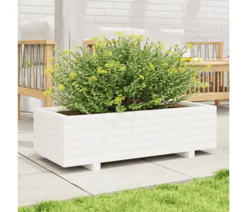 Dārza Puķu Kaste, Balta, 90X40X26,5 Cm, Priedes Masīvkoks Vidaxl
