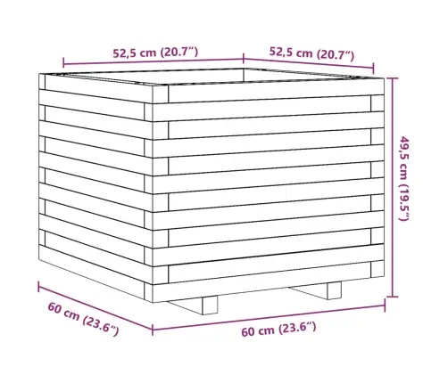 Dārza Puķu Kaste, 60X60X49,5 Cm, Priedes Masīvkoks Vidaxl