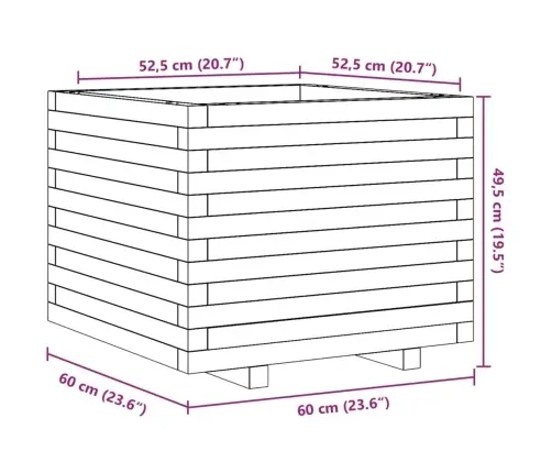 Dārza Puķu Kaste, Balta, 60X60X49,5 Cm, Priedes Masīvkoks Vidaxl