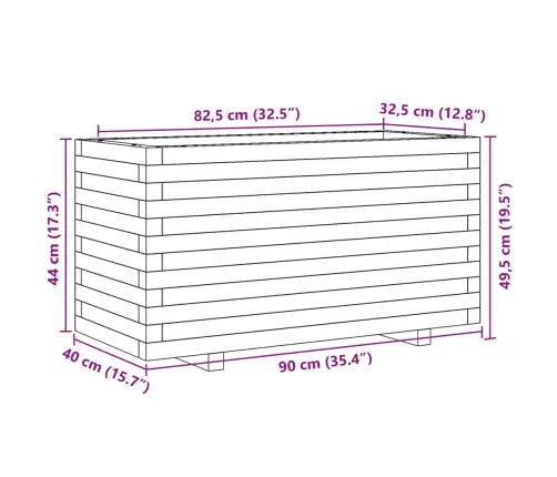 Aia Taimekast, 90X40X49,5 cm Immutatud Männipuit