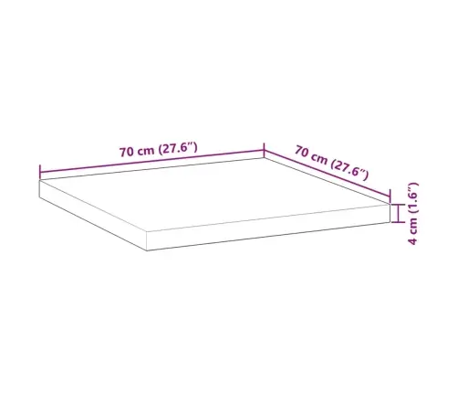 Galda Virsma, 70X70X4 Cm, Kvadrāta Forma, Akācijas Masīvkoks Vidaxl