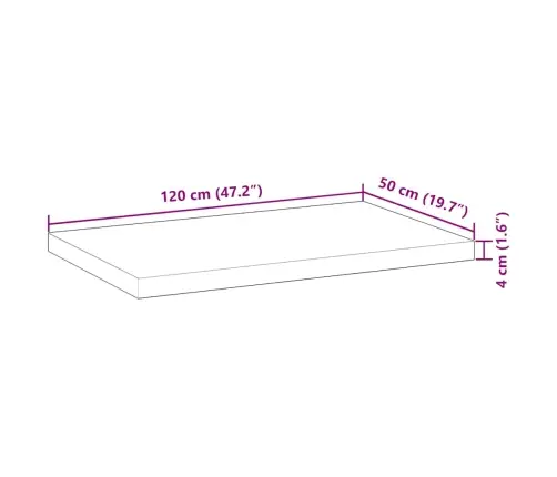 Stalviršis, 120X50X4cm Akacijos Masyvas, Stačiakampis