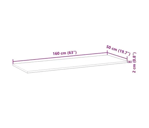 Galda Virsma, 160X50X2 Cm, Taisnstūra, Akācijas Masīvkoks Vidaxl