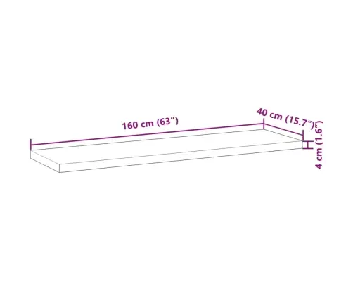 Stalviršis, 160X40X4cm Akacijos Masyvas, Stačiakampis