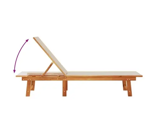 Sauļošanās Zvilnis, Pelēks, Akācijas Masīvkoks, Tekstilēns Vidaxl