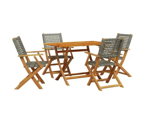 5-Daļīgs Dārza Mēbeļu Komplekts, Pelēka Pe Rotangpalma, Koks Vidaxl