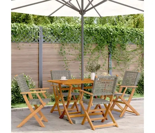 5-Daļīgs Dārza Mēbeļu Komplekts, Pelēka Pe Rotangpalma, Koks Vidaxl