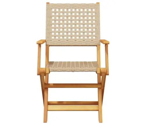 5-Osaline Aiamööblikomplekt, Beež, Polürotang Ja Täispuit