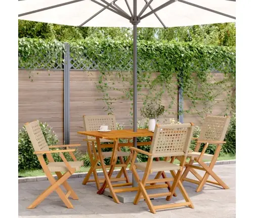 5-Osaline Aiamööblikomplekt, Beež, Polürotang Ja Täispuit