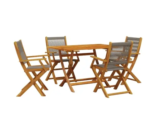 Sodo Valgomojo Komplektas, 5 Dalių, Pilkas, Pp Ir Mediena