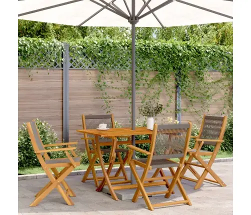 Sodo Valgomojo Komplektas, 5 Dalių, Pilkas, Pp Ir Mediena