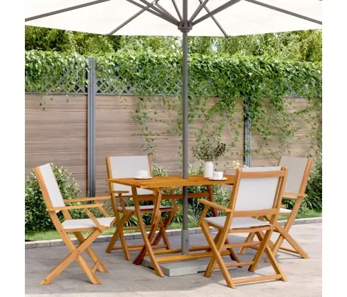 5-Osaline Aiamööblikomplekt, Kreemjas, Kangas/Täispuit