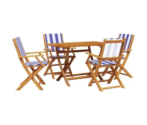 5-Daļīgs Dārza Mēbeļu Komplekts, Zils Un Balts, Audums Un Koks Vidaxl