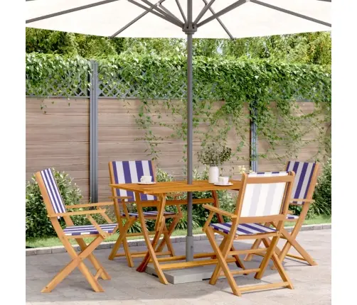 5-Daļīgs Dārza Mēbeļu Komplekts, Zils Un Balts, Audums Un Koks Vidaxl