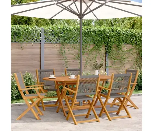 7-Daļīgs Dārza Mēbeļu Komplekts, Pelēks, Polipropilēns, Koks Vidaxl