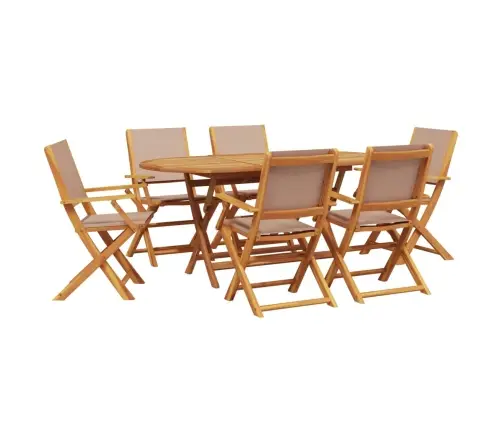 7-Daļīgs Dārza Mēbeļu Komplekts, Pelēkbrūns, Audums Un Koks Vidaxl