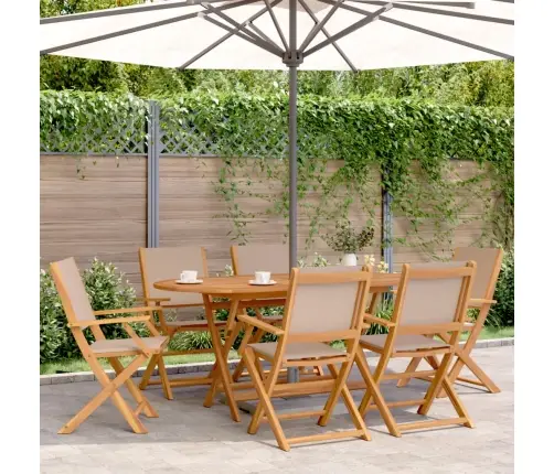 7-Daļīgs Dārza Mēbeļu Komplekts, Pelēkbrūns, Audums Un Koks Vidaxl