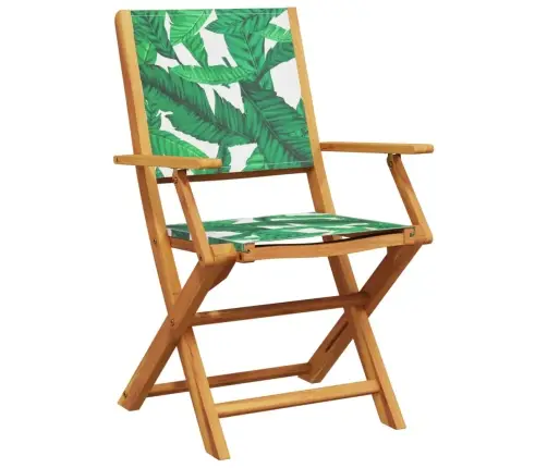 7-Daļīgs Dārza Mēbeļu Komplekts, Lapu Apdruka, Audums Un Koks Vidaxl