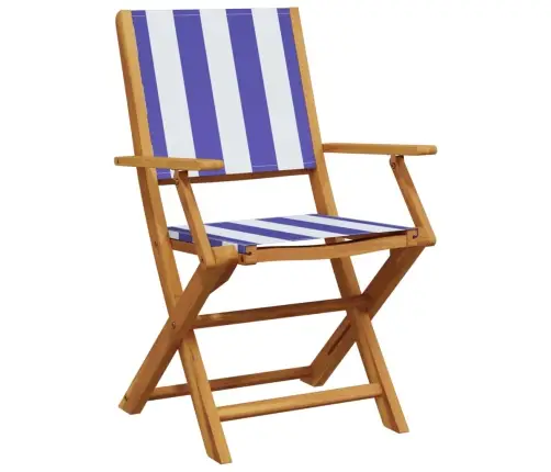 7-Osaline Aiamööblikomplekt, Sinine Ja Valge, Kangas/Täispuit