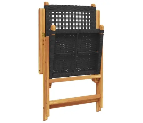 7-Osaline Aiamööbli Komplekt, Must, Polürotang Ja Täispuit