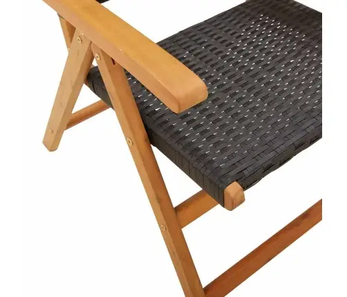 7-Osaline Aiamööbli Komplekt, Must, Polürotang Ja Täispuit