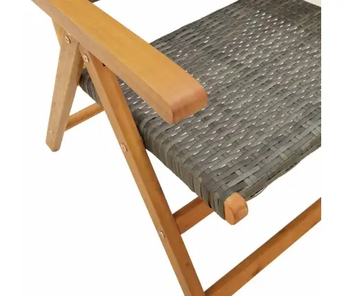 7-Osaline Aiamööblikomplekt, Hall, Polürotang Ja Täispuit