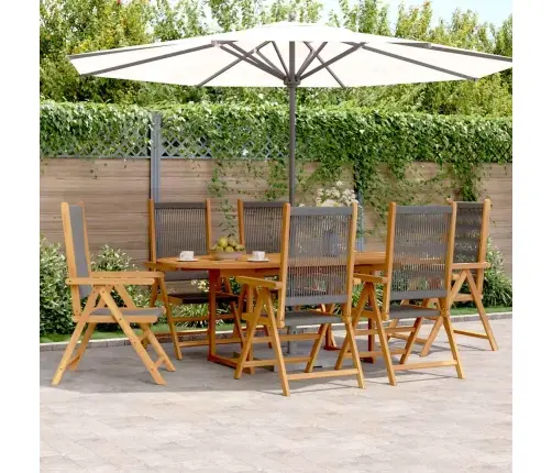 7-Osaline Aiamööblikomplekt, Hall, Polüpropüleenist Ja Täispuit