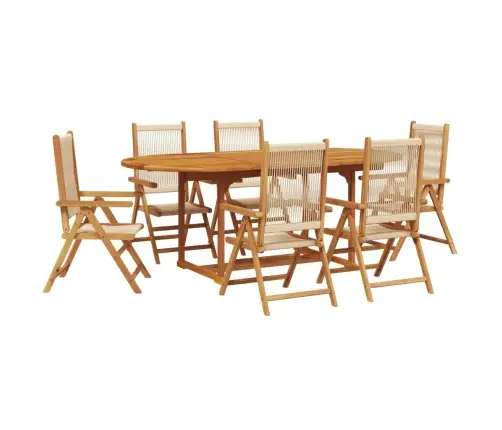 7-Daļīgs Dārza Mēbeļu Komplekts, Bēšs, Polipropilēns, Masīvkoks Vidaxl