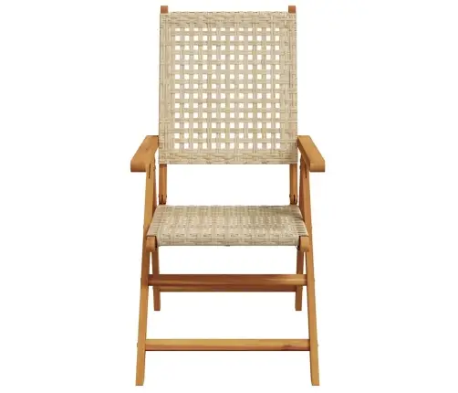 7-Osaline Aiamööbli Komplekt, Beež, Polürotang Ja Täispuit