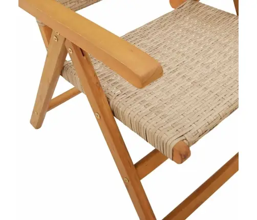 7-Osaline Aiamööbli Komplekt, Beež, Polürotang Ja Täispuit