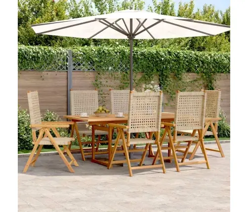 7-Osaline Aiamööbli Komplekt, Beež, Polürotang Ja Täispuit