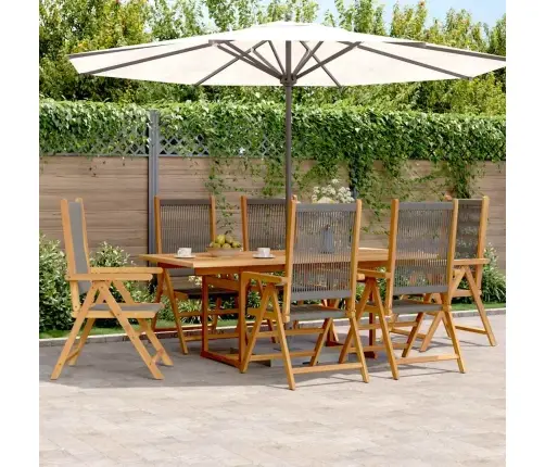 7-Osaline Aiamööblikomplekt, Hall, Polüpropüleenist Ja Täispuit