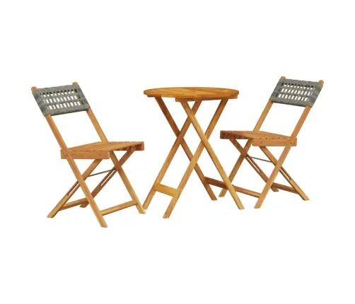 Bistro Baldų Komplektas, 3 Dalių, Pilkas, Poliratanas/Mediena